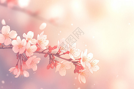 柔和色彩中的樱花绽放图片