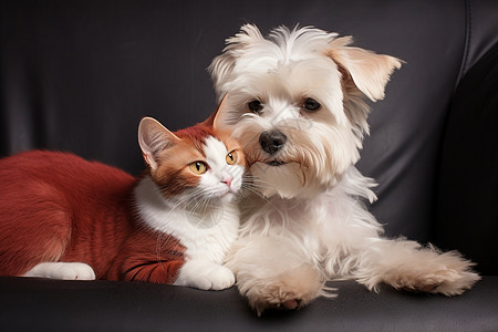 猫咪和小狗可爱家养狗高清图片