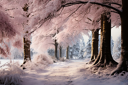 冬日迷幻的树林背景图片