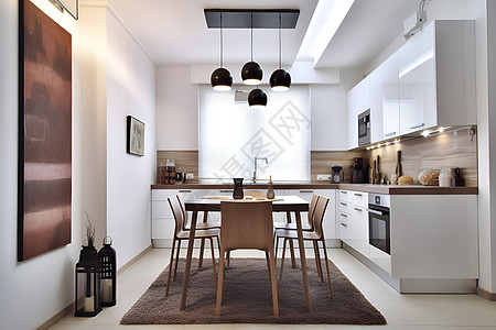 现代厨房的明亮空间背景