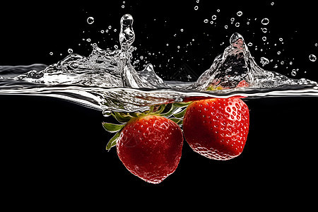 水中的浆果草莓图片