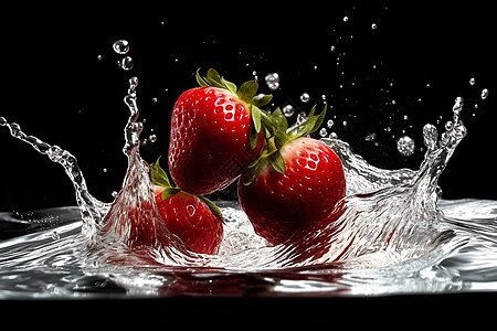 水中的水果草莓图片