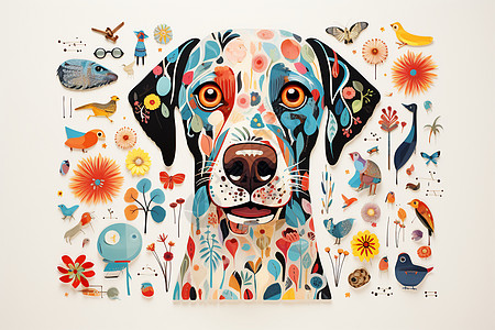 多种动物图案的狗贴纸图片