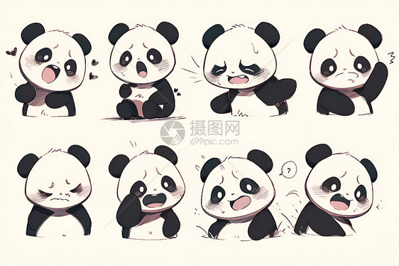 创意艺术的卡通熊猫插图图片
