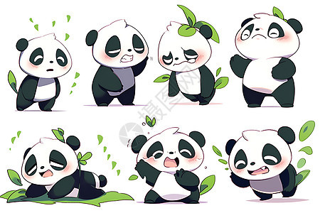 萌萌的卡通熊猫创意插图图片