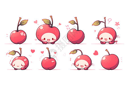 可爱的樱桃创意插图图片