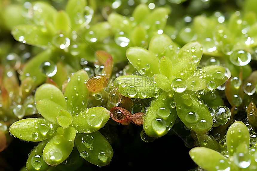 满是露水的绿色植物图片