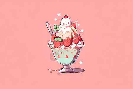 甜蜜可爱的冰淇淋插图背景图片