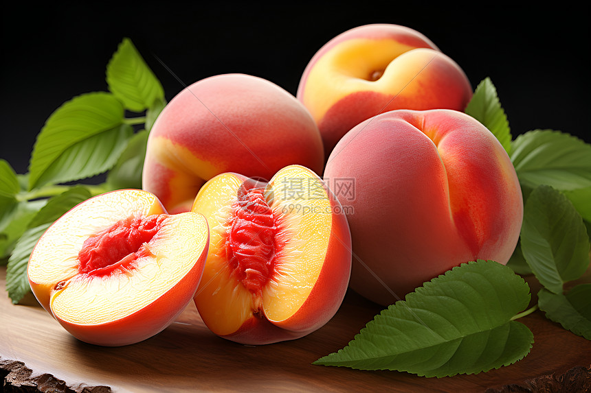 新鲜多汁的水果桃子图片