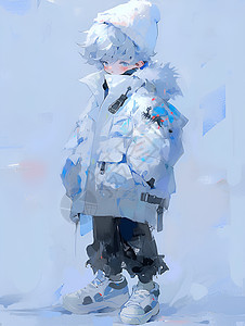 雪地少年图片