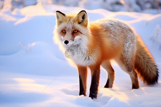 狐狸立于雪中图片
