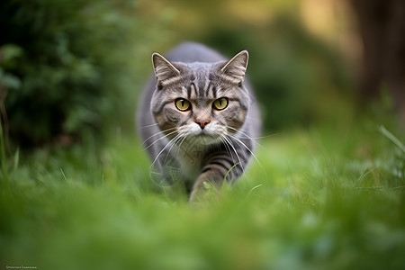 猫儿在草地上图片