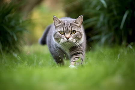 猫儿在茂密的绿野中图片