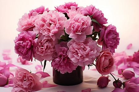 花瓶里的粉色花朵背景图片