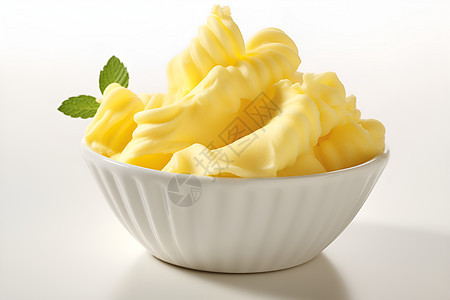 白瓷碗里的黄油背景图片