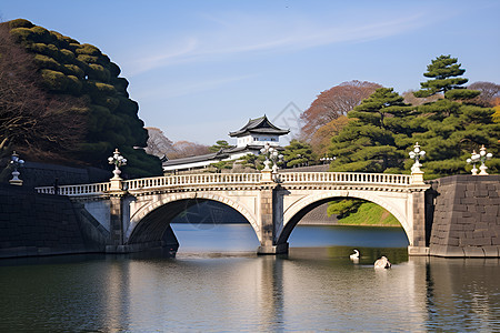 一座桥梁横跨在水面上图片