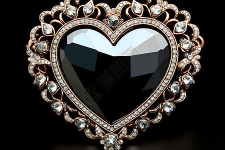 钻石镶嵌的心形胸针图片