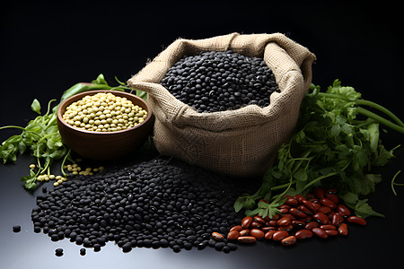 黑豆和其他蔬菜背景图片