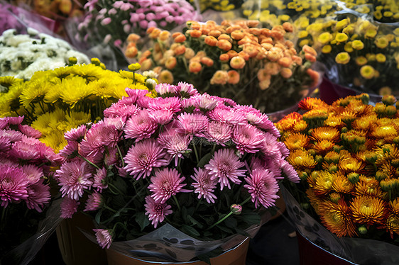 缤纷色彩的花市图片