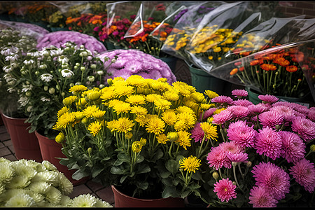 花店色彩盛放的花海背景