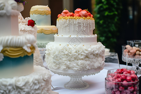 广式甜点美味的婚礼蛋糕背景