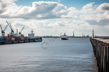海上码头风景背景图片