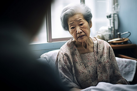 生病的老人老年妇女高清图片