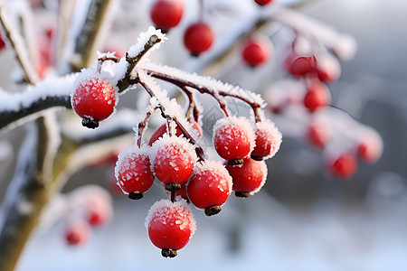 雪中红果背景图片