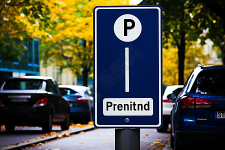 街道上的停车标志牌高清图片