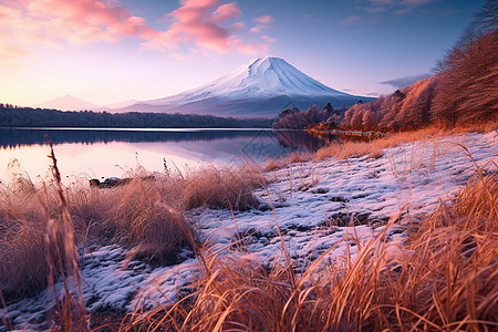 冬日富士山背景图片