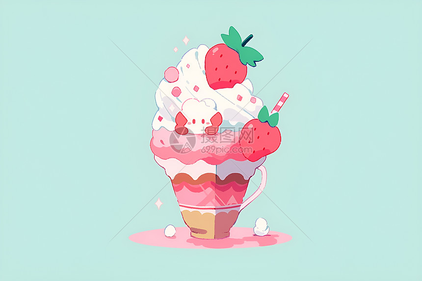 迷你可爱的卡通冰淇淋插图图片