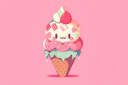 甜蜜诱人的卡通冰淇淋插图图片