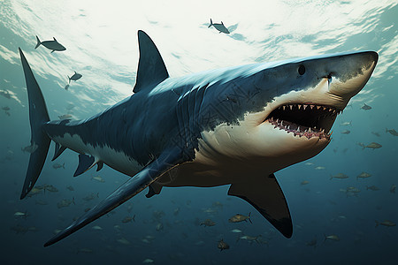 大白鲨在水中图片