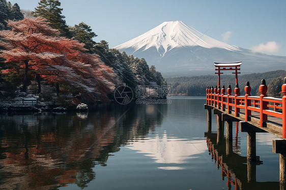 湖光山色富士山图片