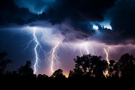 电闪雷鸣的自然景观背景图片