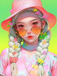 夏日潮流的少女插图图片