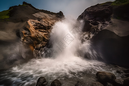 瀑布奔流的自然美景图片