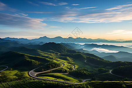 夏季山谷的美丽景观图片