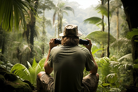 热带雨林的探险者背景图片