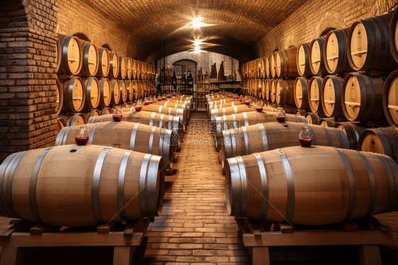 地窖储存的葡萄酒图片