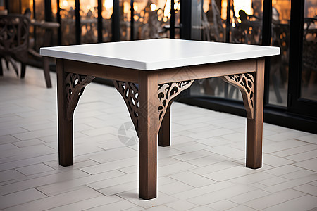 优雅木雕的桌子背景图片