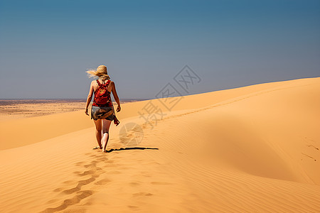 壮观沙漠中的冒险者背景图片