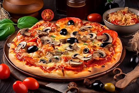 健康美味的披萨高清图片