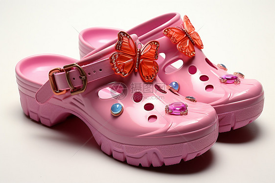 粉色浪漫的夏季凉鞋图片