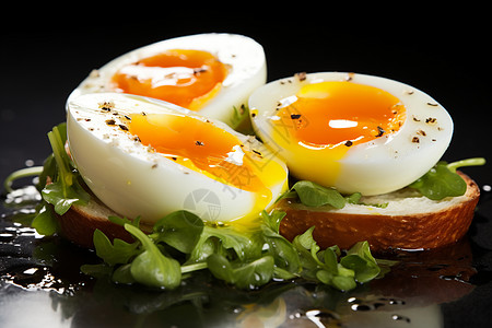 早餐鸡蛋餐桌上的健康早餐背景