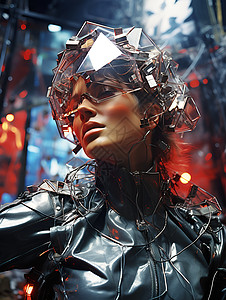科技的金属服装女性背景图片