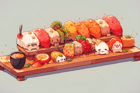 可口的寿司插画图片