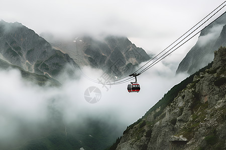 山间的索道缆车背景图片