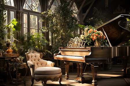 室内华丽的钢琴图片