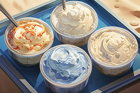 美味多样的自制冰淇淋图片